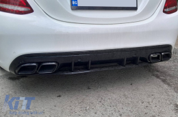 C63-Stil Diffusor geeignet für A Design Heckstoßstange geeignet für Mercedes C-Klasse W205 2014-2020 -оо--оо--image-6146146