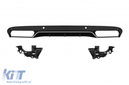 C63 Type Diffuser A Design suitable for standard rear bumper of Mercedes C-Class W205 sedan, estate after 2013 -oo--oo-, with chrome trim - ABMERA6011382
