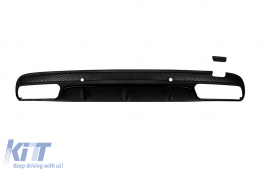 C63 type diffuser suitable for rear A Design bumper on Mercedes C-Class W205 2013-2019 -oo--oo-, with black trim - ABMERA6011408