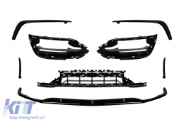 C63S additives for front C63 A Design bumper suitable for Mercedes C-Class W205 sedan, S205 estate 2019-2020, black lacquer - ABMESX6007739