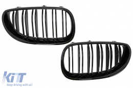 Calandre Grilles pour BMW 5 E60 E61 03-09 Double Rayure M Look Noir Brillant-image-6107111