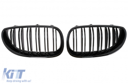 Calandre Grilles pour BMW 5 E60 E61 03-09 Double Rayure M Look Noir Brillant-image-6107112