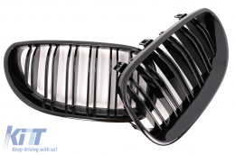 Calandre Grilles pour BMW 5 E60 E61 03-09 Double Rayure M Look Noir Brillant-image-6107113