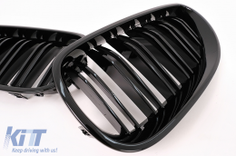 Calandre Grilles pour BMW 5 E60 E61 03-09 Double Rayure M Look Noir Brillant-image-6107114