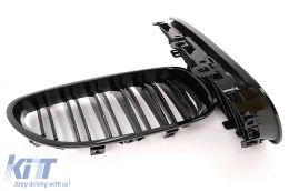 Calandre Grilles pour BMW 5 E60 E61 03-09 Double Rayure M Look Noir Brillant-image-6107115