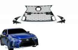 image-54-Calandre pour Lexus GS L10 2015-2018 F-Sport Look Intérieur Noir Cadre Argenté