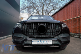 Calandre pour Mercedes GLS SUV X167 19-23 GT-R Look Panamericana Noir Brillant-image-6091820