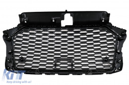 Calandre sans badge pour Audi A3 8V Facelift 17-18 Noir Brillant Look RS3-image-6098486