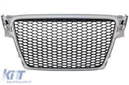 image-40-Calandre sans badge pour AUDI A4 B8 07-12 Limousine Avant RS Look Argent