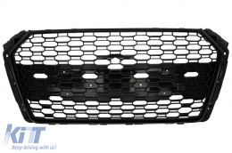 image-20-Calandre sans badge pour Audi A4 B9 8W 16-18 Sedan Avant RS Look Noir Brillant