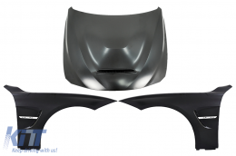 image-5-Capucha Para BMW 3 F30 F31 11-19 M3 GTS Look Guardabarros delanteros Negro Cromo