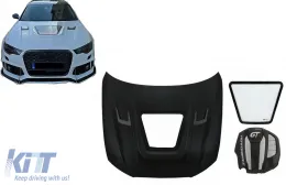 image-8-Capuche Bonnet Couvert moteur pour Audi A6 C7 4G 2012-2018 GT Look Verre transparent