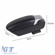 Car Armrest Black-Silver With USB Universal 22260-image-6299338
