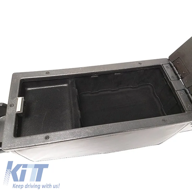 Car Armrest With Triple Drink Holder Universal Black 22228