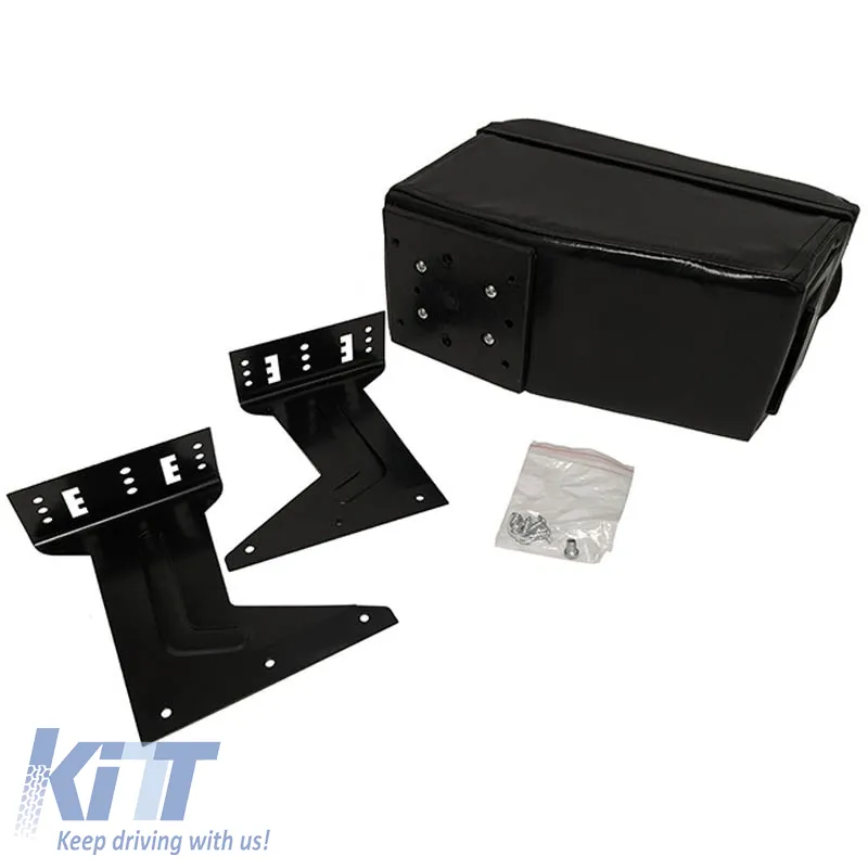 Car Armrest With Triple Drink Holder Universal Black 22228