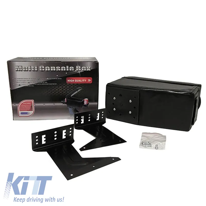 Car Armrest With Triple Drink Holder Universal Black 22228