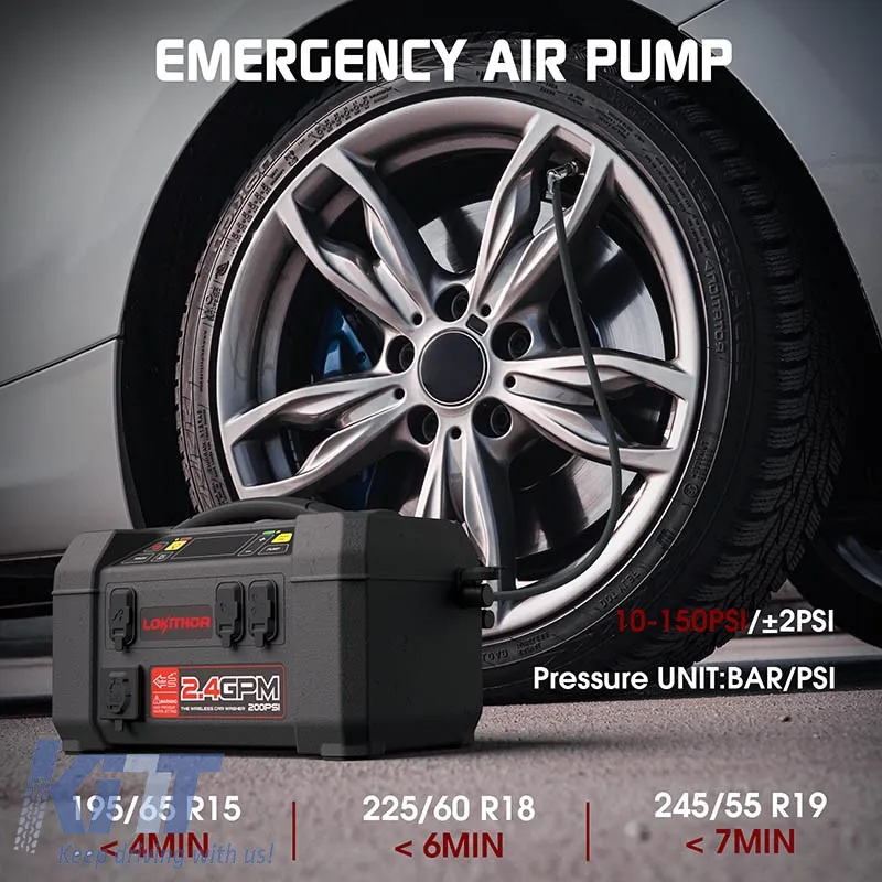 Car Booster, Powerbank, Car Washer 1.5 MPA Cordless, Compressor 150PSI, Led Light 5 in 1 Lokithor AW401 12 Volt 2500A