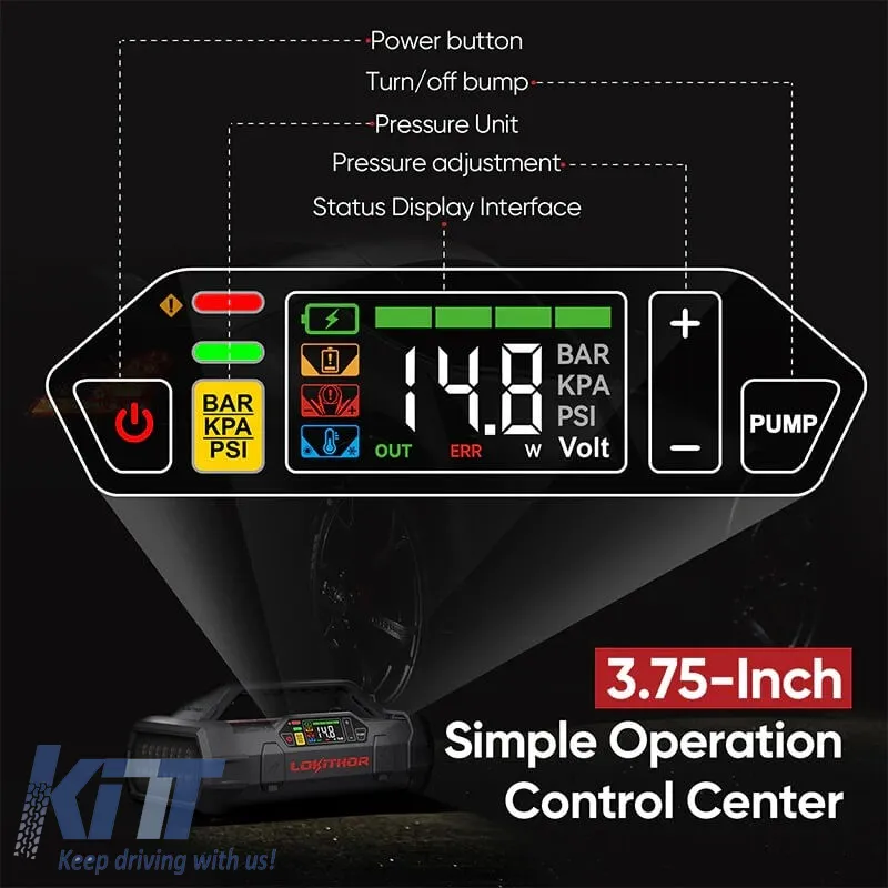 Car Booster, Powerbank, Compressor 12V 150PSI, Led Light 4 in 1 Lokithor LO-ApartX (Without Battery)
