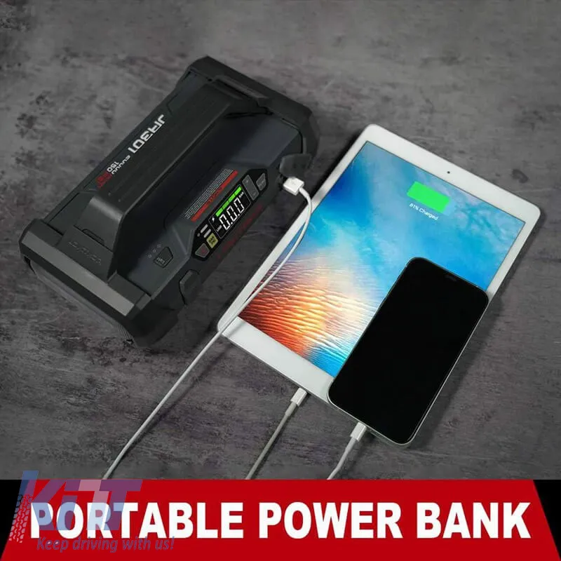 Car Booster, Powerbank, Compressor 150PSI, Led Light 4 in 1 Lokithor JA301 12 Volt 2000A