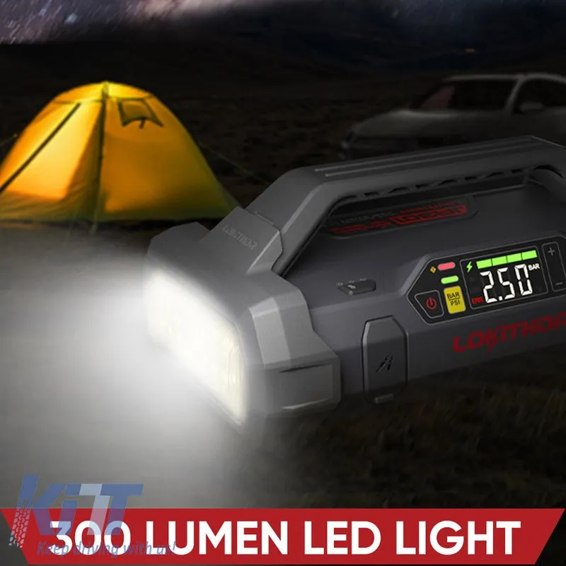Car Booster, Powerbank, Compressor 150PSI, Led Light 4 in 1 Lokithor JA301 12 Volt 2000A