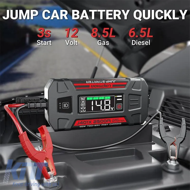 Car Booster, Powerbank, LED Light 3 in 1 Lokithor J401X 12 Volt 2500A with -40°C Start Tech