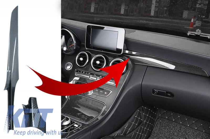 Car Real Carbon fiber Front Dashboard Trim Strip Frame For C Class W205 GLC X253 