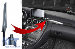 Car Center Console Dashboard Strips Interior Trim Suitable for Mercedes C-Class W205 (2014-2018) GLC X253 (2015-2018) Carbon Fiber Style LHD - INTRIMW205