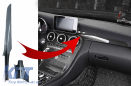 Car Center Console Dashboard Strips Interior Trim Suitable for Mercedes C-Class W205 (2014-2018) GLC X253 (2015-2018) Carbon Fiber Style LHD