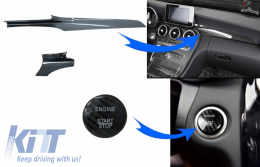 image-25-Car Center Console Dashboard Strips Interior Trim with Engine Start Button Cover suitable for Mercedes C-Class W205 (2015-2017) Carbon Fiber Style LHD