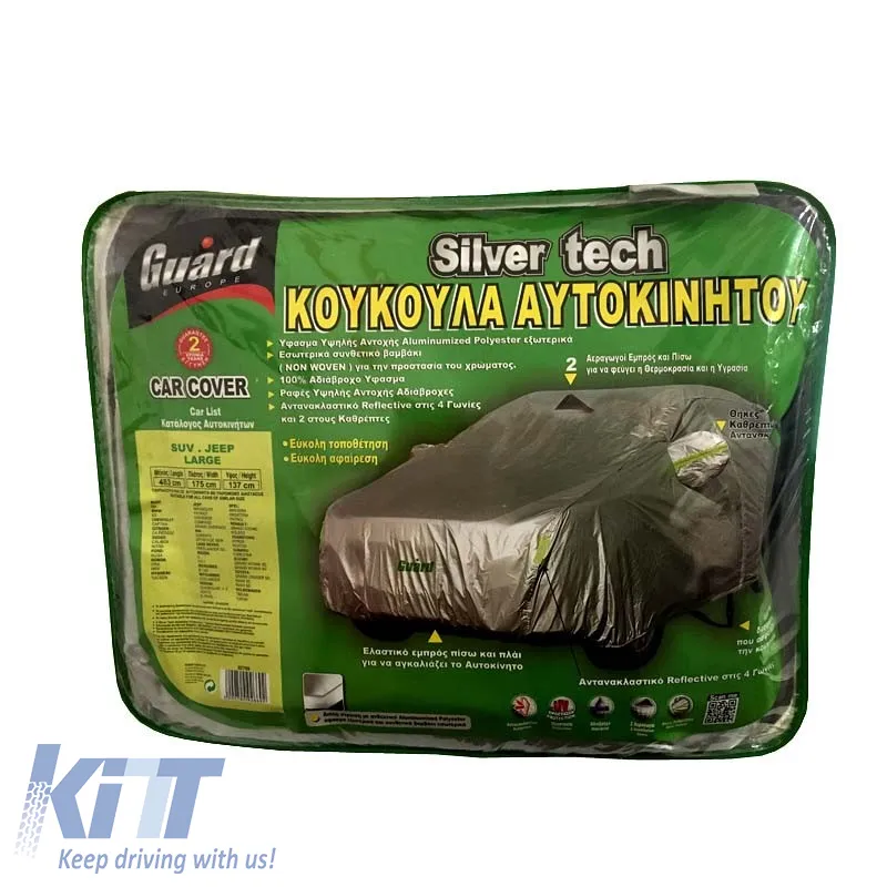 Car Cover Guard "SilverTech" suitable for Jeep / SUV Large 483x175x137cm