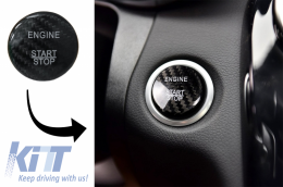 Car Engine Start Button Cover Interior Decoration suitable for MERCEDES A-Class W176 (2012-2017) B-Class W246 (2012-2017) C-Class W205 (2015-2017) W204 (2008-2014) Real Carbon - ENSWPWRCFR