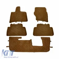 Car Mats 3D from Rubber suitable for Audi Q7 4L 06-15 7 Seats ''Star Diamond'' 5 Pcs Beige-image-6308589