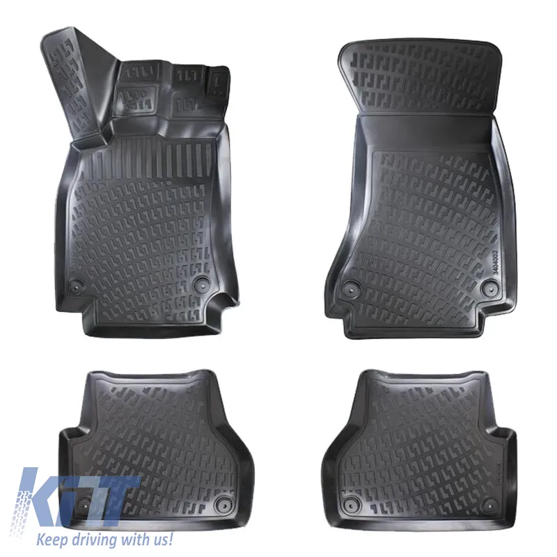 Car Mats 3D from Rubber TPE suitable for Audi A4 B8 Sedan 2008-2015 / A4 B9 Sedan 2016- / A5 2007-2015 Rizline 4 Pcs Black