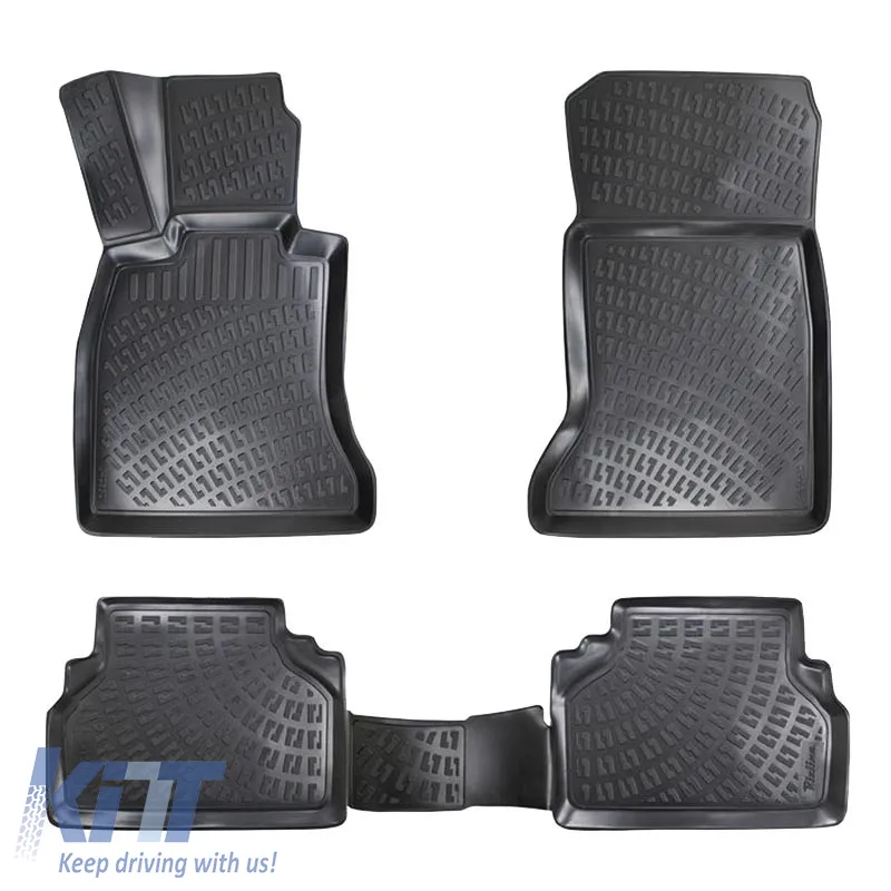 Car Mats 3D From Rubber TPE Suitable for BMW Series 5 E39 1999-2003 / E60 2004-2009 / F10 2009-2013 Rizline 4 Pcs Black