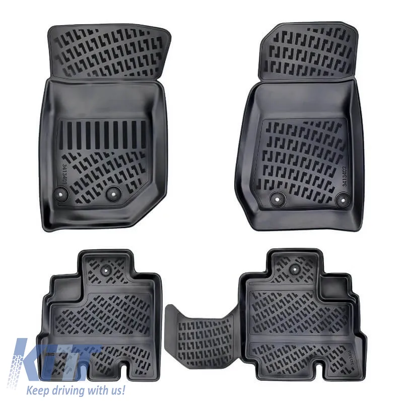 Car Mats 3D From Rubber TPE Suitable for Jeep Wrangler (Unlimited) JK 4 Door 2006-2018 Rizline 4 Pcs Black