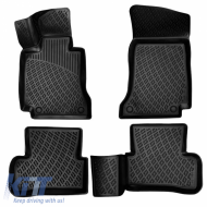 Car Mats 3D From Rubber TPE Suitable for Mercedes C-Class W205 2014-2020 Rizline 4 Pcs Black