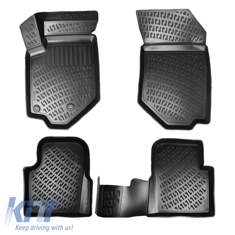 Car Mats 3D From Rubber TPE Suitable for Opel Corsa F 19+, Mokka 19+ / Peugeot 208 19+, 2008 19+ Rizline 4 Pcs Black