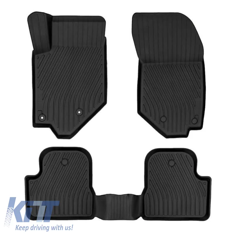 Car Mats 3D From Rubber TPE Suitable for Opel Corsa F 19+, Mokka 19+ / Peugeot 208 19+, 2008 19+ Rizline Premium 4 Pcs Black