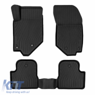 Car Mats 3D From Rubber TPE Suitable for Opel Corsa F 19+, Mokka 19+ / Peugeot 208 19+, 2008 19+ Rizline Premium 4 Pcs Black