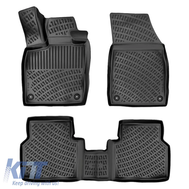 Car Mats 3D From Rubber TPE Suitable for Skoda Enyaq / Audi Q4 E-Tron / Volkswagen Id.4 & Id.5 2020+ / Cupra Tavascan 2023+ Rizline 4 Pcs Black