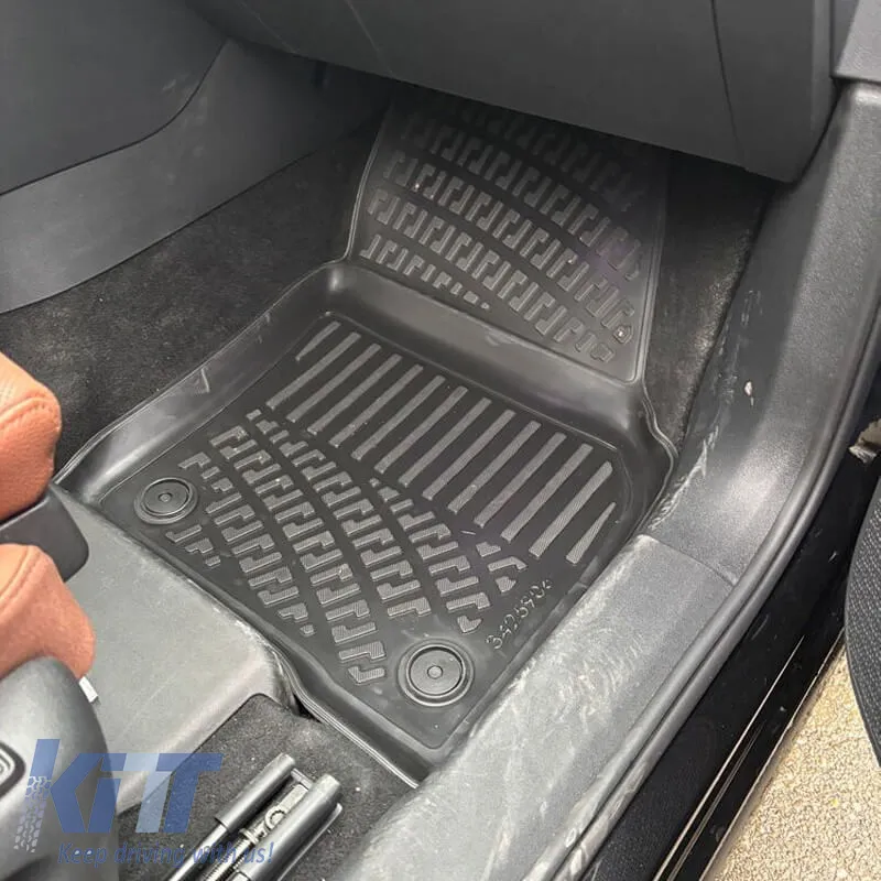 Car Mats 3D From Rubber TPE Suitable for Skoda Kodiaq 2024 - Rizline 4 Pcs Black