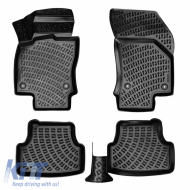 Car Mats 3D From Rubber TPE Suitable for VW Golf 7 VII/T-Roc/Leon 5F/Audi A3 8V/Audi Q2/Skoda Karoq Rizline 4 Pcs Black