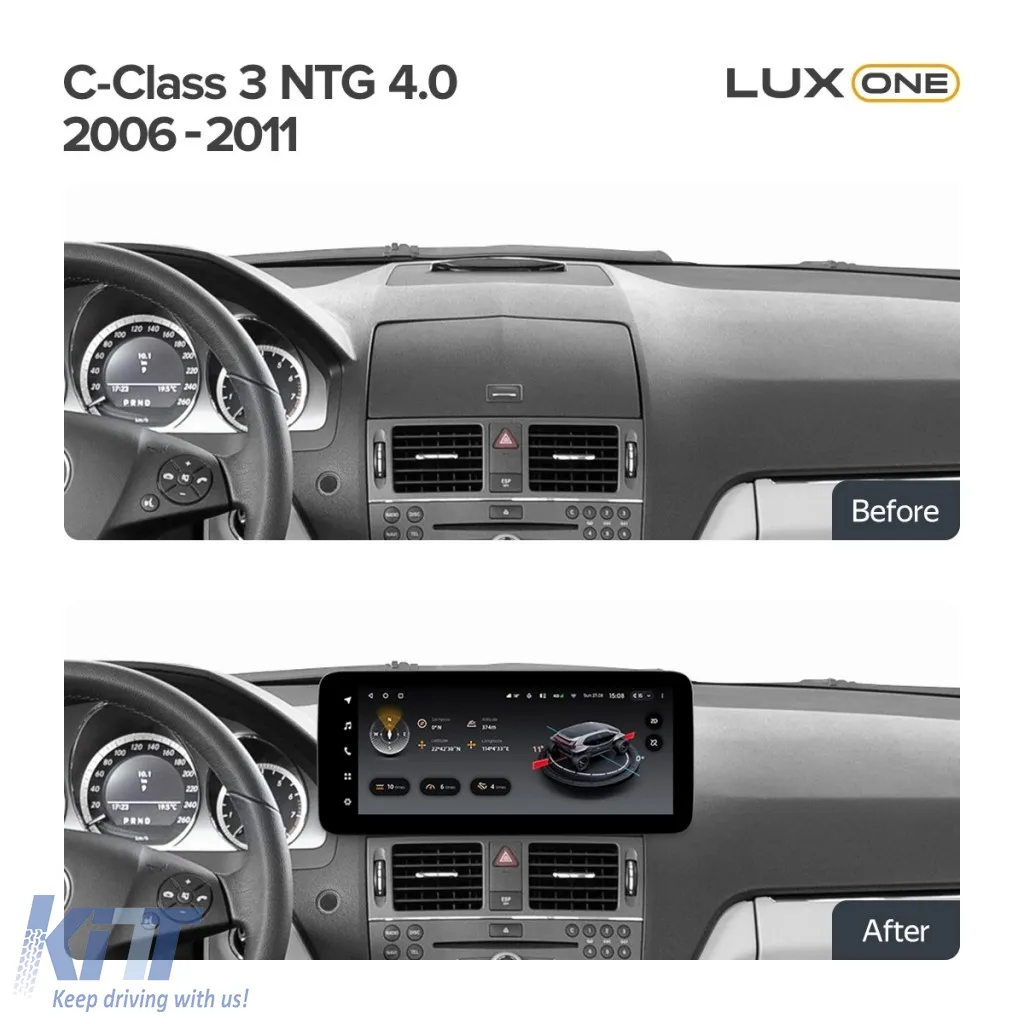 Car navigation Teyes Lux One suitable for Mercedes-Benz C Class W204 2006-2011 NTG 4.0 6+128GB 12.3, IPS Octa-Core 2.0 GHz Android 4G DSP Bluetooth 5.1