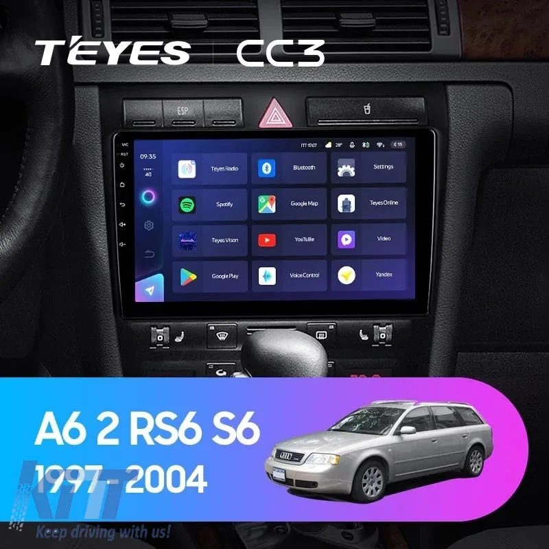 Car Navigation with AI Assistance Teyes CC4 PRO suitable for Audi A6 C5 1997-2004 8+128GB 9.5 QLED, Android 13, 5G, 7.1 DSP, CarPlay