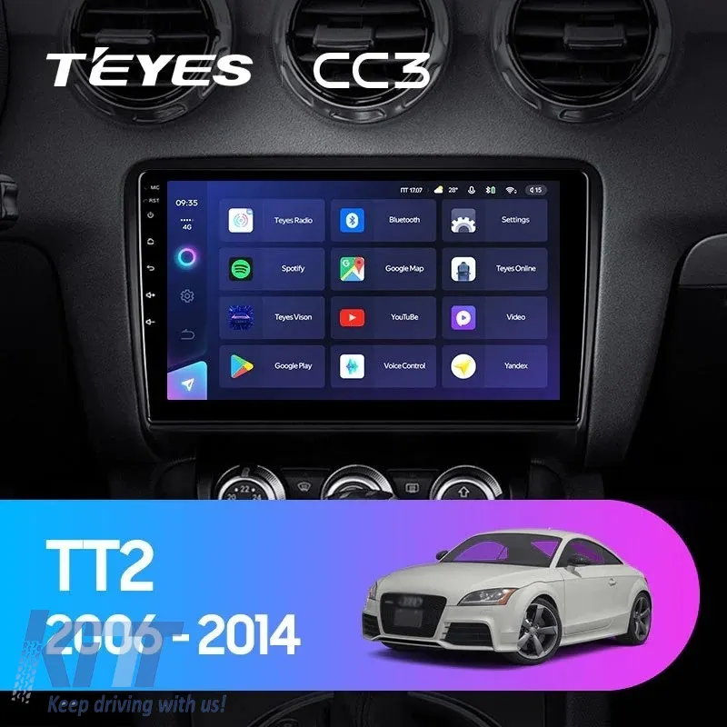 Car Navigation with AI Assistance Teyes CC4 PRO suitable for Audi TT 8J 2006-2014 8+128GB 9.5 QLED, Android 13, 5G, 7.1 DSP, CarPlay