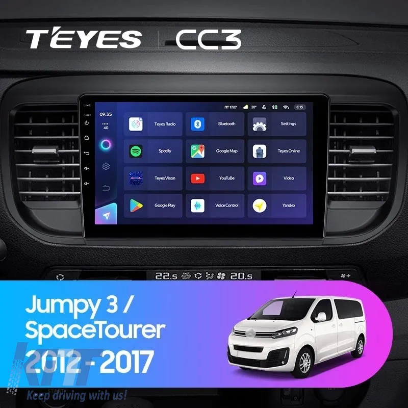 Car Navigation with AI Assistance Teyes CC4 PRO suitable for Citroen Jumpy 2016-2023 8+128GB 9.5 QLED, Android 13, 5G, 7.1 DSP, CarPlay