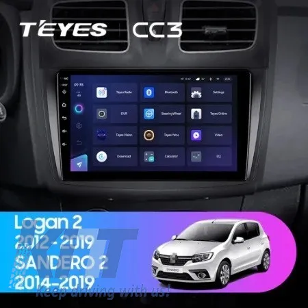 Car Navigation with AI Assistance Teyes CC4 PRO suitable for Dacia Logan 2 2012-2016 8+128GB 9.5 QLED, Android 13, 5G, 7.1 DSP, CarPlay