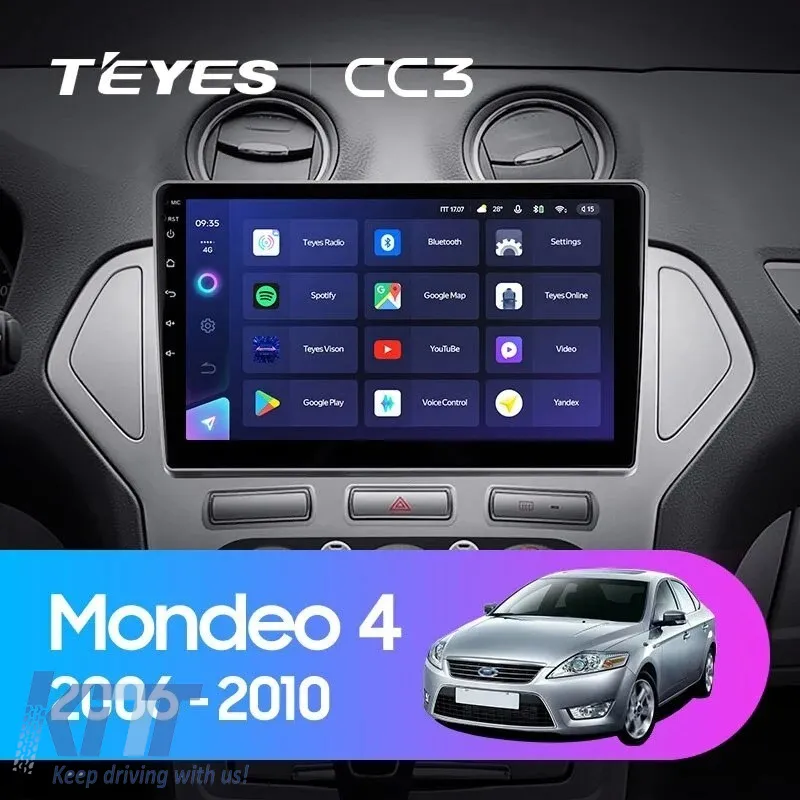 Car Navigation with AI Assistance Teyes CC4 PRO suitable for Ford Mondeo 3 2007-2014 8+128GB 10.36 QLED, Android 13, 5G, 7.1 DSP, CarPlay