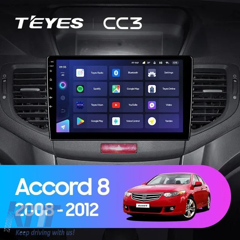 Car Navigation with AI Assistance Teyes CC4 PRO suitable for Honda Accord 8 2008-2015 8+128GB 9.5 QLED, Android 13, 5G, 7.1 DSP, CarPlay