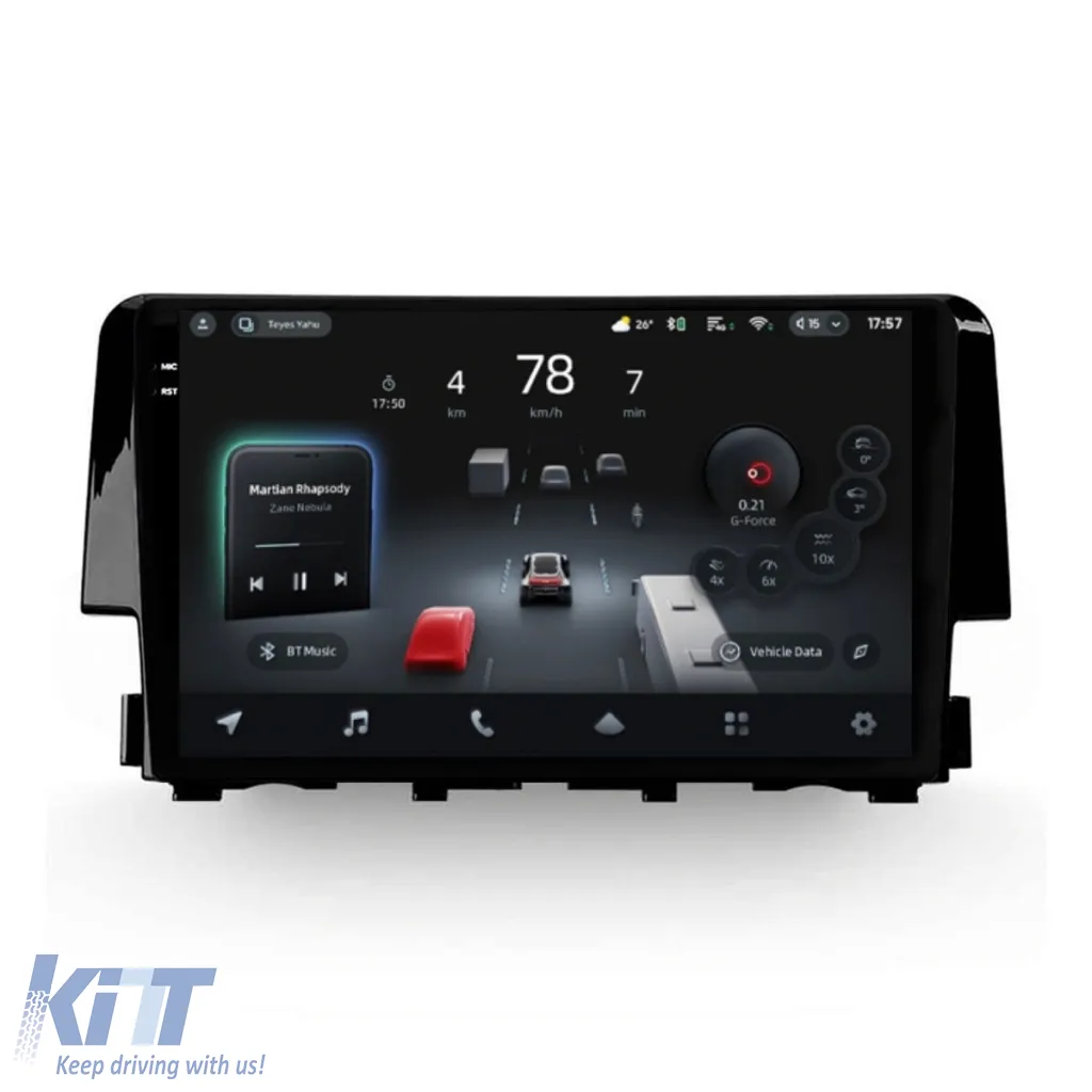 Car Navigation with AI Assistance Teyes CC4 PRO suitable for Honda Civic 10 2015-2020 8+128GB 9.5 QLED, Android 13, 5G, 7.1 DSP, CarPlay